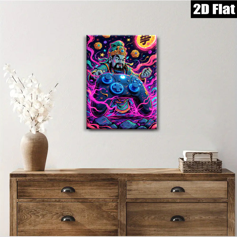 2D flat 1pc Warrior Gamer Fantasy Wall Art Decor for Boys Room Playroom Gaming Setup Man Cave Birthday Gifts Modern Home Decoration