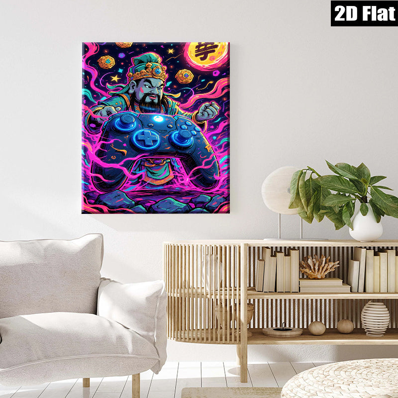 2D flat 1pc Warrior Gamer Fantasy Wall Art Decor for Boys Room Playroom Gaming Setup Man Cave Birthday Gifts Modern Home Decoration