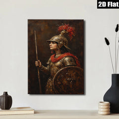 2D flat 1pc Warrior Woman Portrait Historical Figure Art Canvas Wall Decor Living Room Bedroom Modern Farmhouse Gallery Wrapped Timeless Aesthetic