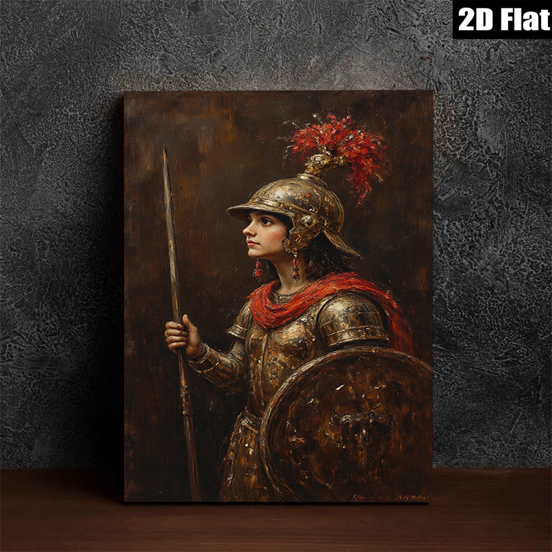 2D flat 1pc Warrior Woman Portrait Historical Figure Art Canvas Wall Decor Living Room Bedroom Modern Farmhouse Gallery Wrapped Timeless Aesthetic