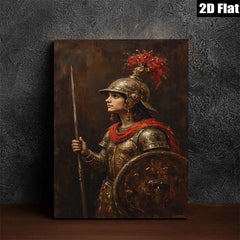 2D flat 1pc Warrior Woman Portrait Historical Figure Art Canvas Wall Decor Living Room Bedroom Modern Farmhouse Gallery Wrapped Timeless Aesthetic