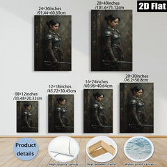 2D flat 1pc Warrior Woman Portrait Medieval Knight Art Canvas Wall Decor for Living Room Bedroom Gallery Wrapped Modern Farmhouse Style