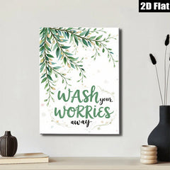2D flat 1pc Wash Worries Away botanical wall art prints farmhouse bathroom decor inspirational quotes canvas paintings modern minimalist living room decorations