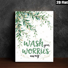 2D flat 1pc Wash Worries Away botanical wall art prints farmhouse bathroom decor inspirational quotes canvas paintings modern minimalist living room decorations