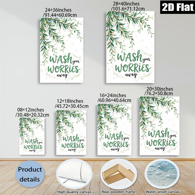 2D flat 1pc Wash Worries Away botanical wall art prints farmhouse bathroom decor inspirational quotes canvas paintings modern minimalist living room decorations