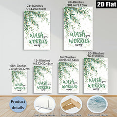 2D flat 1pc Wash Worries Away botanical wall art prints farmhouse bathroom decor inspirational quotes canvas paintings modern minimalist living room decorations