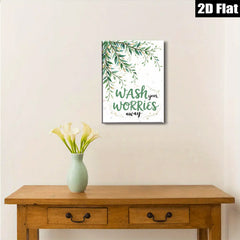 2D flat 1pc Wash Worries Away botanical wall art prints farmhouse bathroom decor inspirational quotes canvas paintings modern minimalist living room decorations