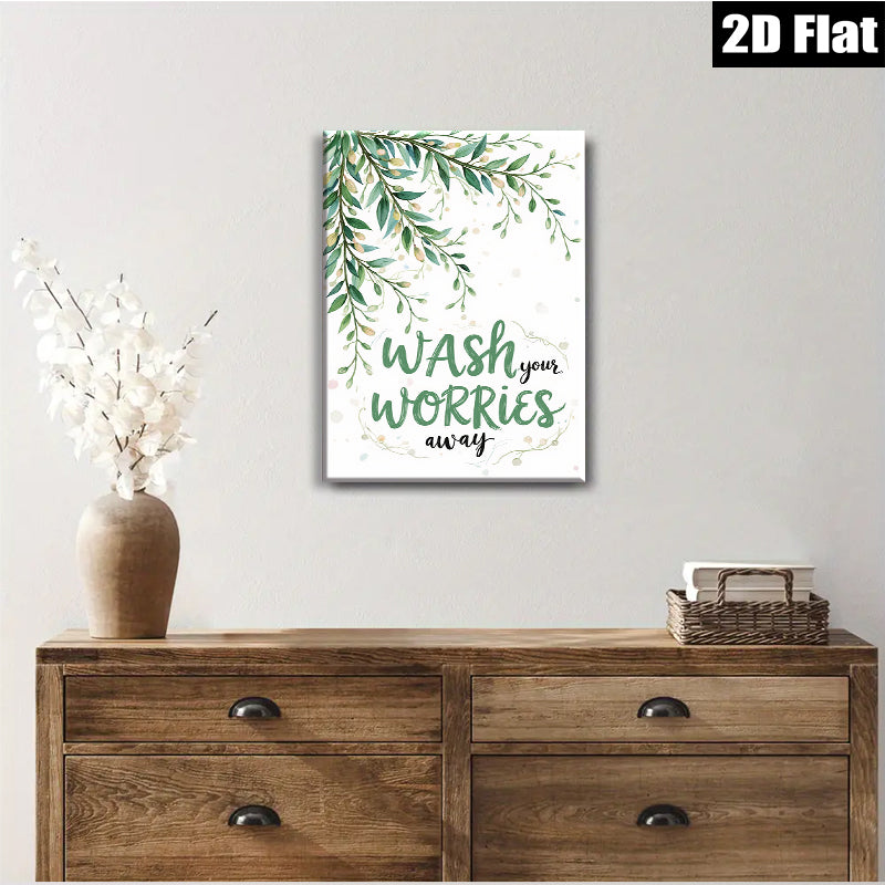2D flat 1pc Wash Worries Away botanical wall art prints farmhouse bathroom decor inspirational quotes canvas paintings modern minimalist living room decorations