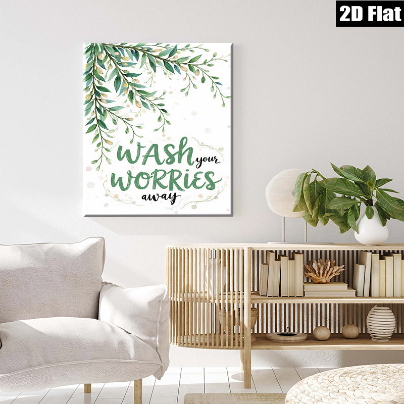 2D flat 1pc Wash Worries Away botanical wall art prints farmhouse bathroom decor inspirational quotes canvas paintings modern minimalist living room decorations
