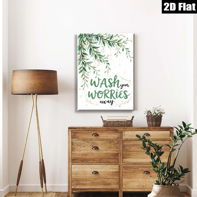 2D flat 1pc Wash Worries Away botanical wall art prints farmhouse bathroom decor inspirational quotes canvas paintings modern minimalist living room decorations