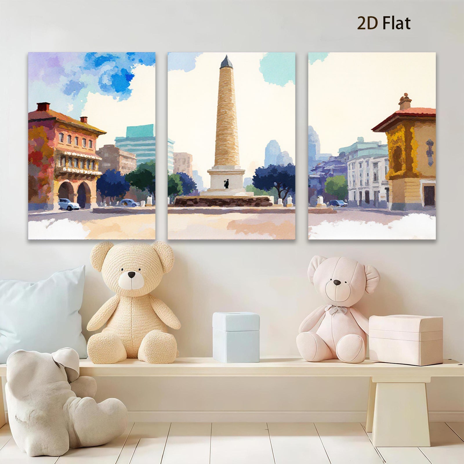 2D flat 1pc Washington Monument scenic city view wall art for living room bedroom office gallery wrapped canvas prints farmhouse decor modern minimalist