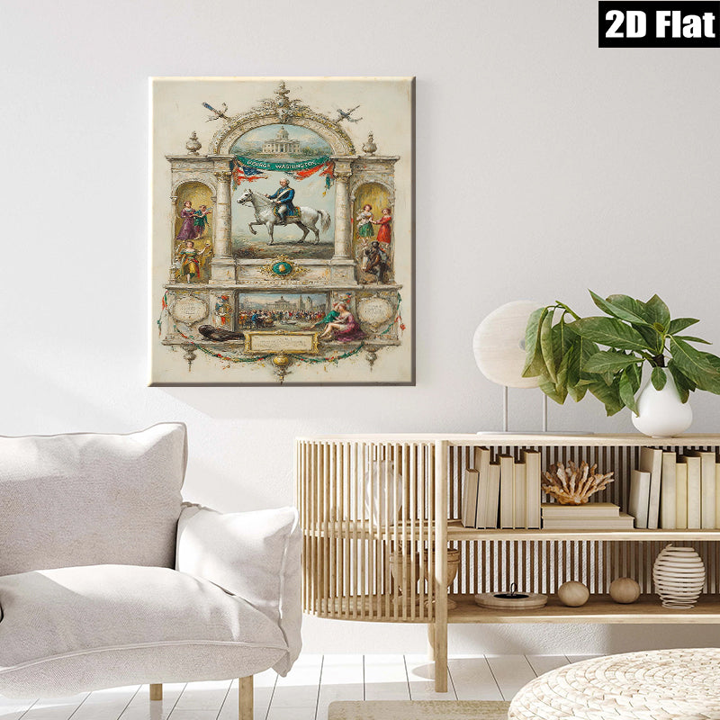 2D flat 1pc Washington Portrait Historical American Revolution Wall Decor Living Room Bedroom Gallery Wrapped Canvas Prints Home Office Art
