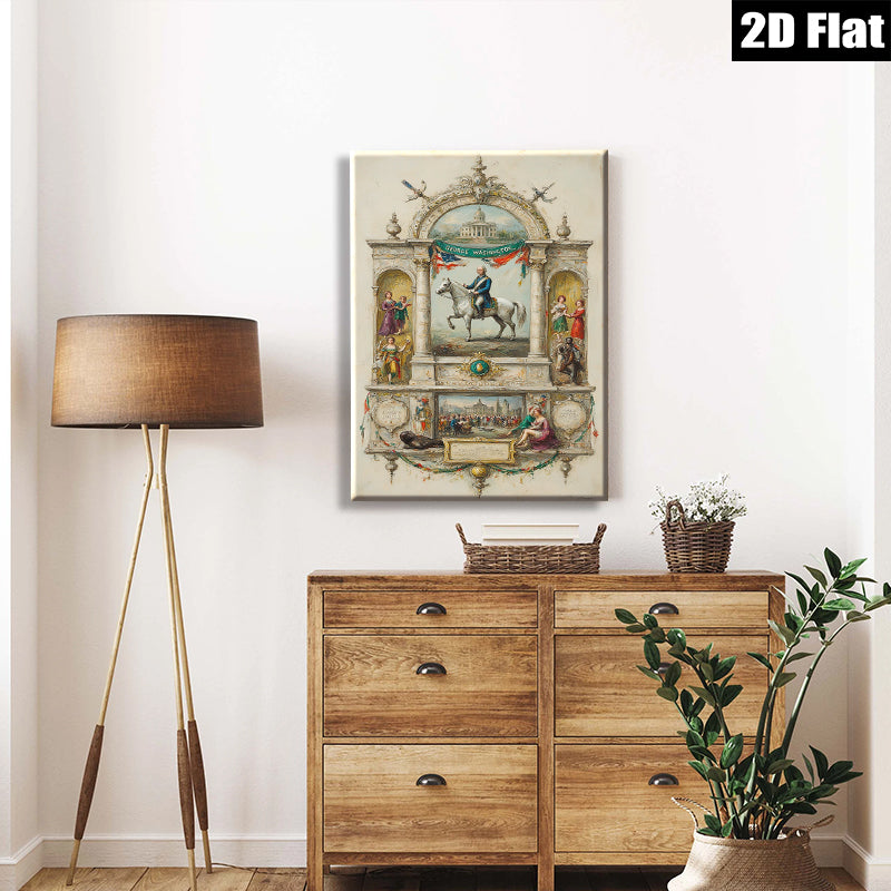 2D flat 1pc Washington Portrait Historical American Revolution Wall Decor Living Room Bedroom Gallery Wrapped Canvas Prints Home Office Art