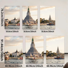 2D flat 1pc Wat Arun Riverside Bangkok Thailand serene temple wall art living room bedroom home decor farmhouse style gallery wrapped canvas prints modern minimalist