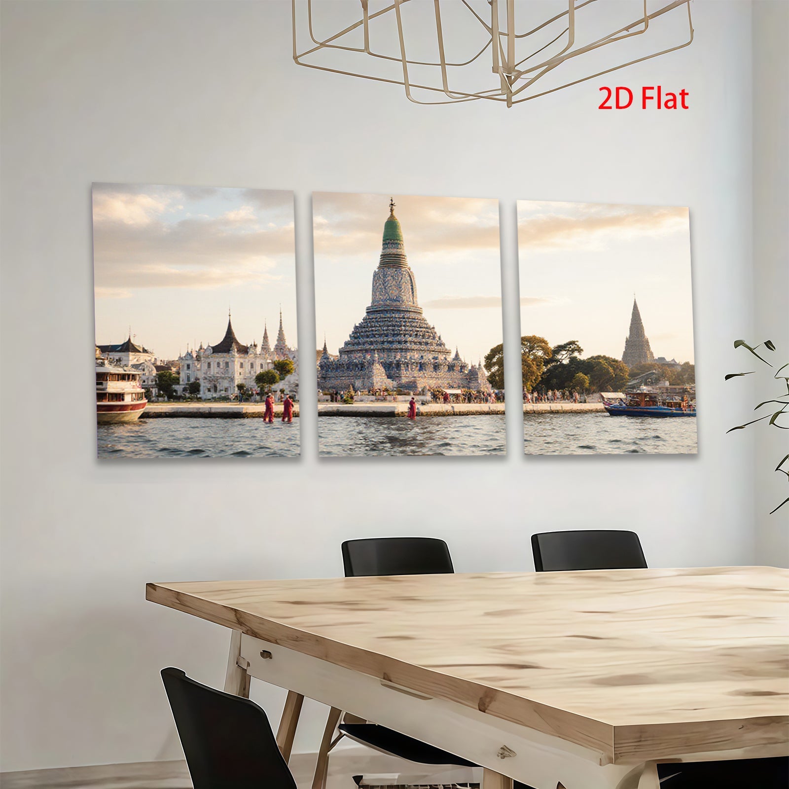 2D flat 1pc Wat Arun Riverside Bangkok Thailand serene temple wall art living room bedroom home decor farmhouse style gallery wrapped canvas prints modern minimalist