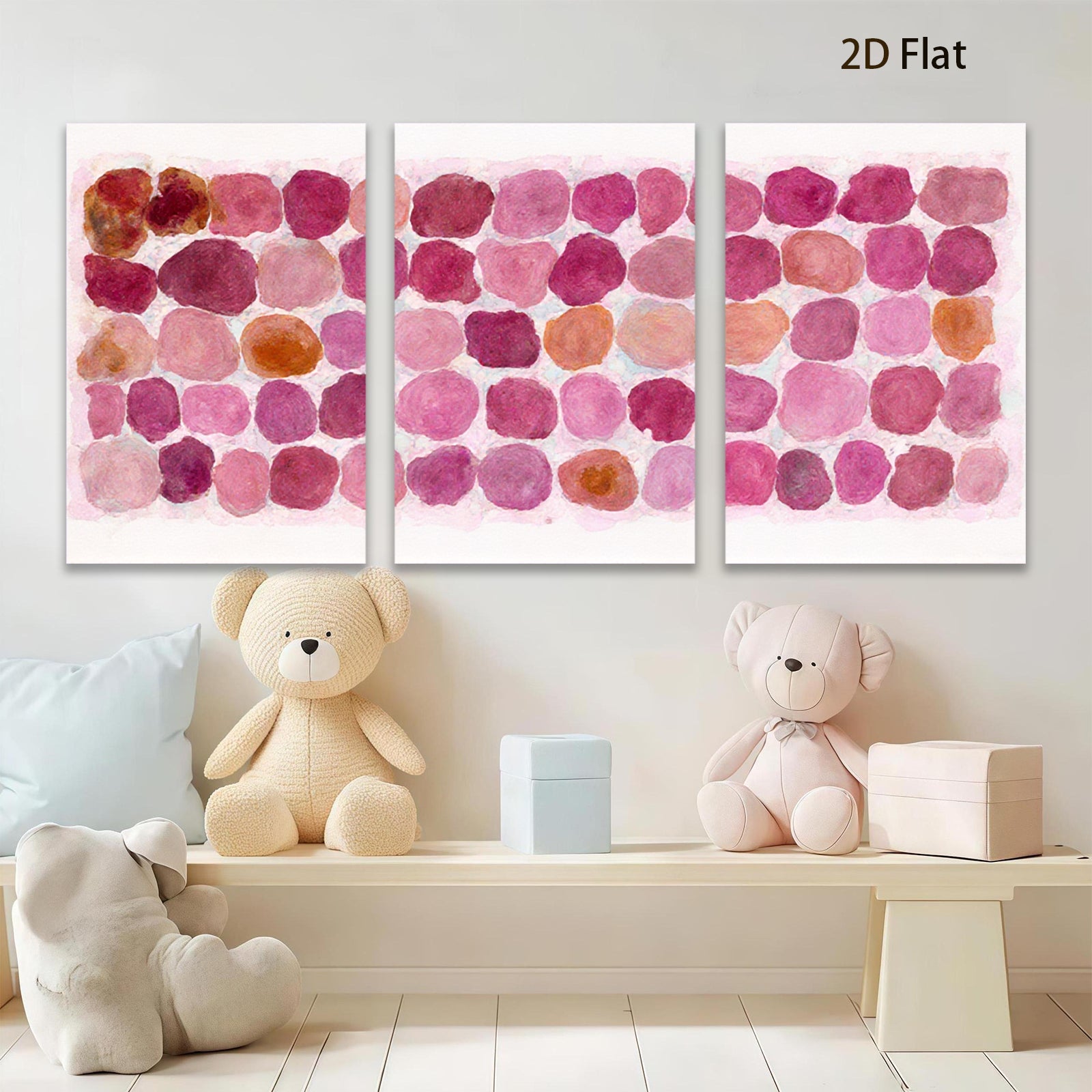 2D flat 1pc Watercolor Blush Pink Mauve Tones Modern Farmhouse Wall Decor Living Room Bedroom Art Canvas Print Gallery Wrapped