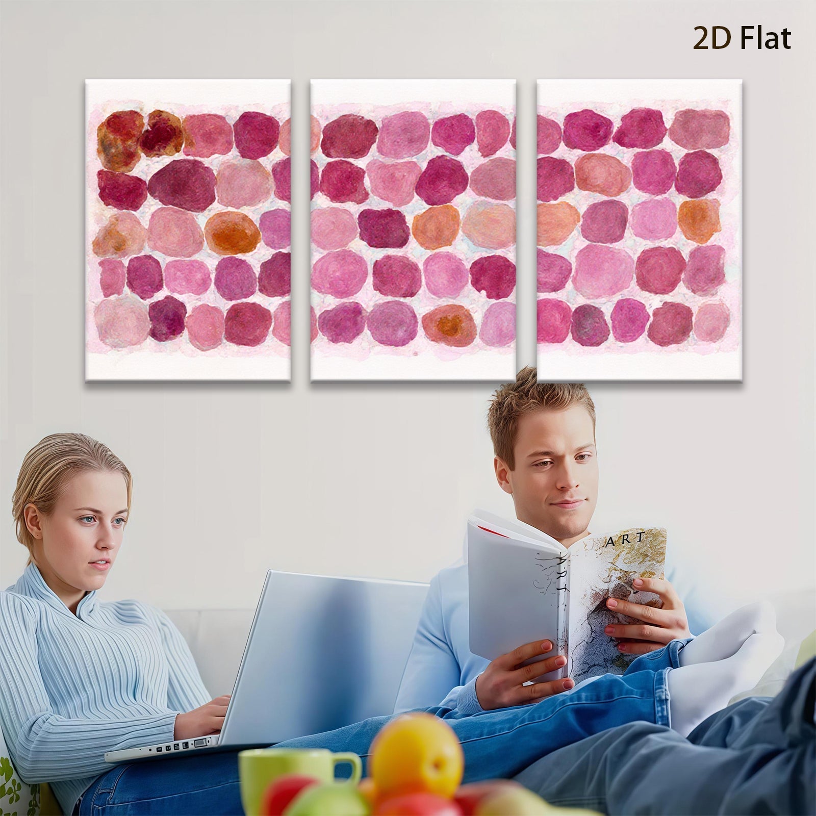 2D flat 1pc Watercolor Blush Pink Mauve Tones Modern Farmhouse Wall Decor Living Room Bedroom Art Canvas Print Gallery Wrapped