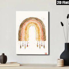 2D flat 1pc Watercolor Rainbow Mobile Delicate Nursery Wall Art Kids Room Decor Boho Chic Gallery Wrapped Canvas Print Modern Farmhouse Style