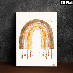 2D flat 1pc Watercolor Rainbow Mobile Delicate Nursery Wall Art Kids Room Decor Boho Chic Gallery Wrapped Canvas Print Modern Farmhouse Style