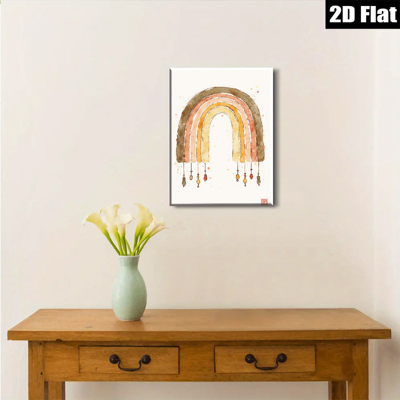 2D flat 1pc Watercolor Rainbow Mobile Delicate Nursery Wall Art Kids Room Decor Boho Chic Gallery Wrapped Canvas Print Modern Farmhouse Style