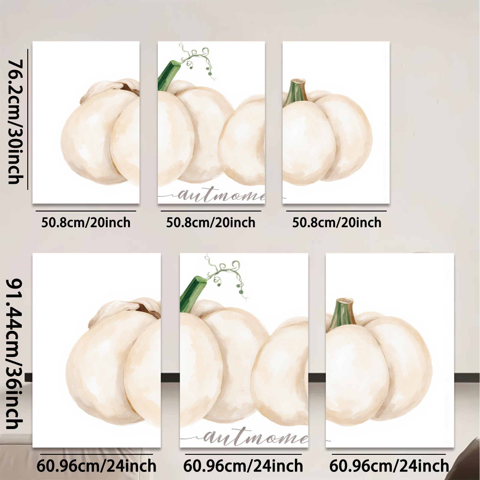 2D flat 1pc Watercolor pumpkins harvest autumn d��cor farmhouse wall art living room bedroom gallery wrapped canvas prints cozy aesthetic