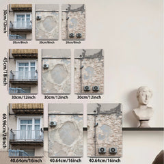 2D flat 1pc Weathered European Facade Texture Wall Art Living Room Bedroom Gallery Wrapped Canvas Print Modern Farmhouse Decor Coastal Style