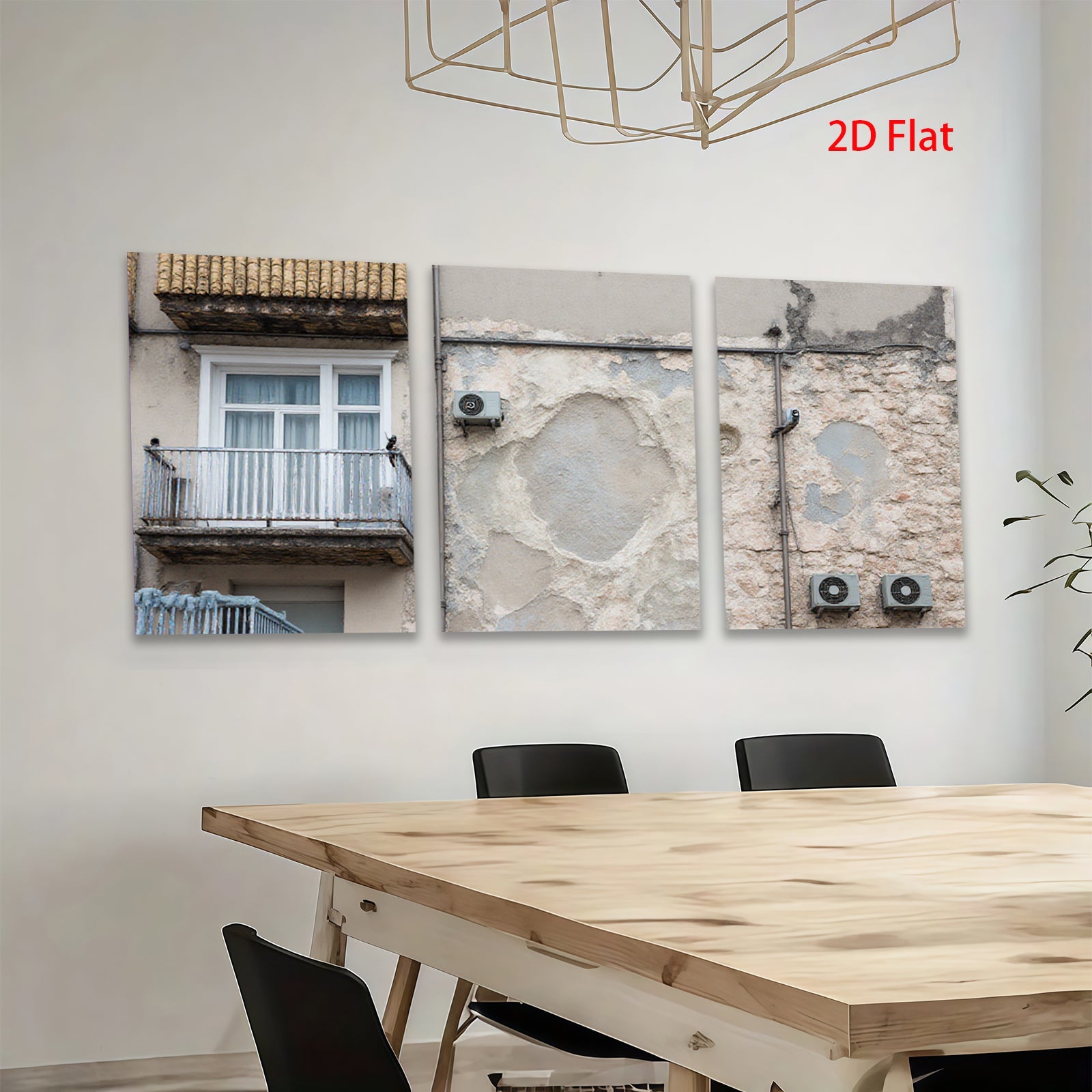 2D flat 1pc Weathered European Facade Texture Wall Art Living Room Bedroom Gallery Wrapped Canvas Print Modern Farmhouse Decor Coastal Style