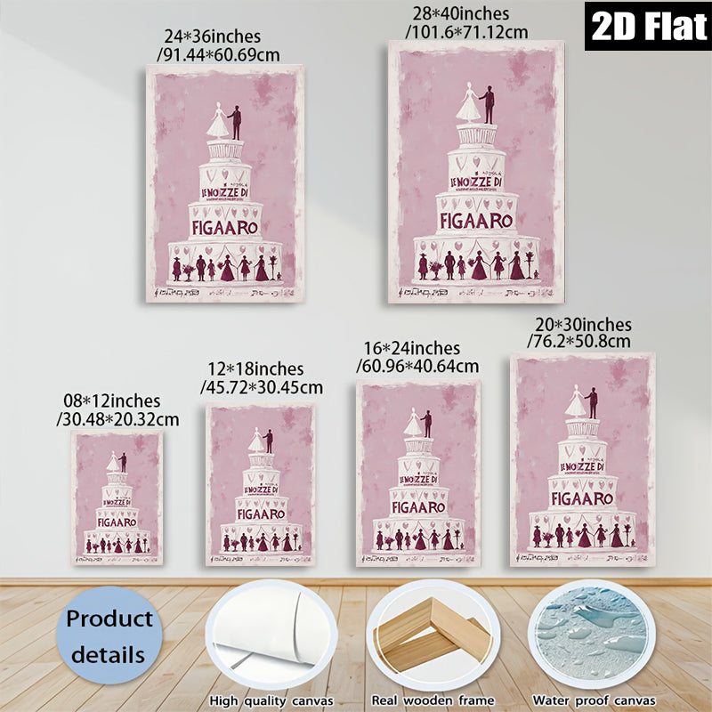 2D flat 1pc Wedding Celebration Guests Dancing Romantic Wall Art Decor Living Room Bedroom Gallery Wrapped Canvas Print Modern Farmhouse Style