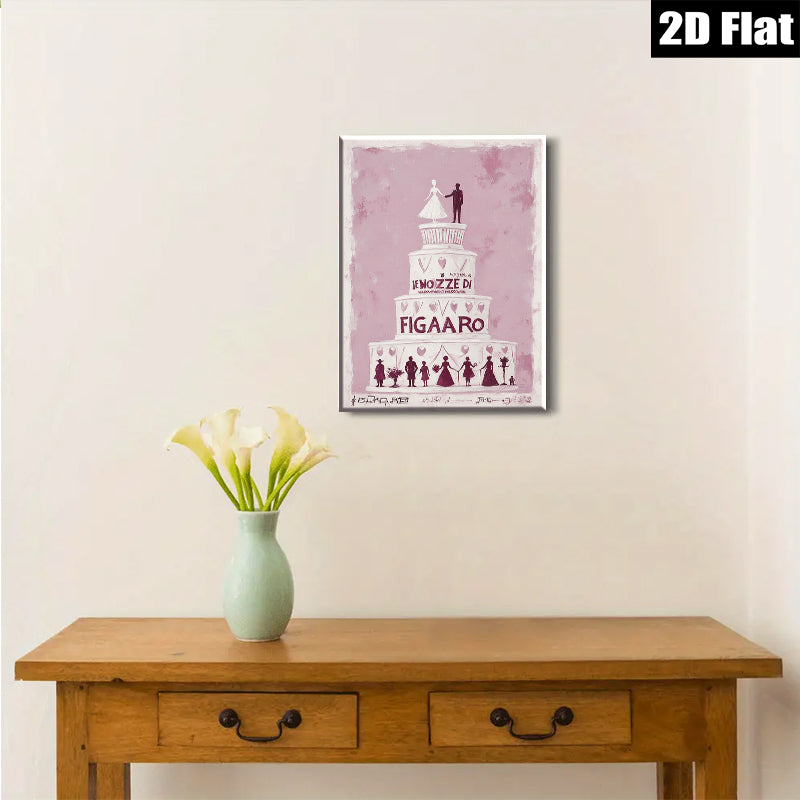 2D flat 1pc Wedding Celebration Guests Dancing Romantic Wall Art Decor Living Room Bedroom Gallery Wrapped Canvas Print Modern Farmhouse Style