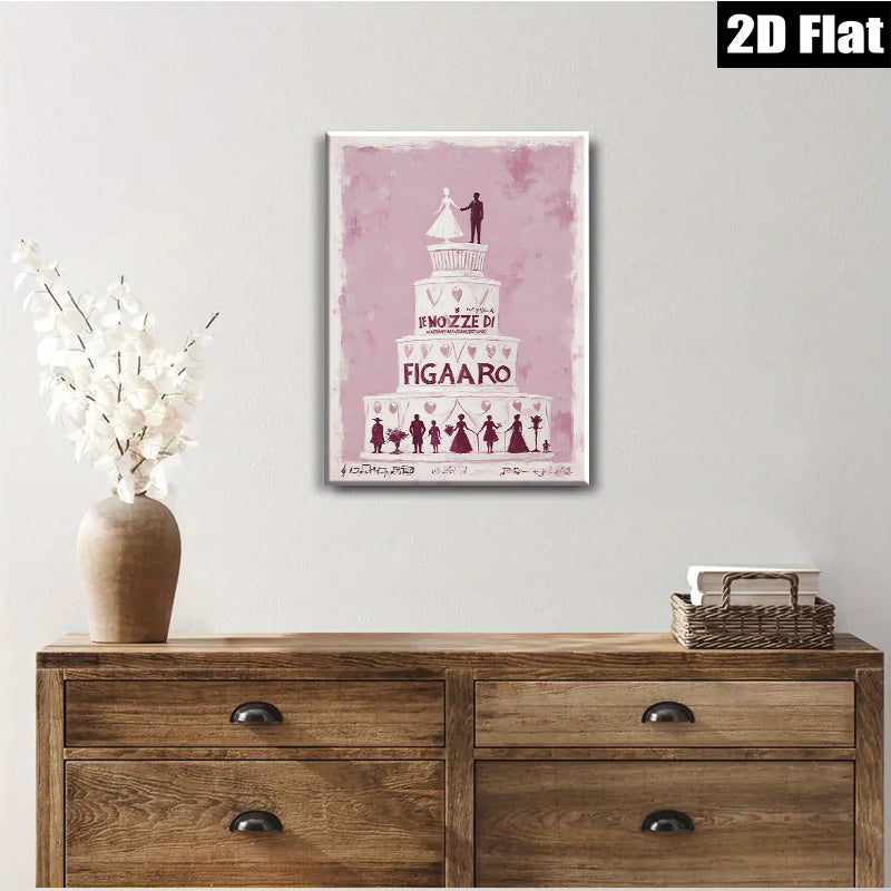 2D flat 1pc Wedding Celebration Guests Dancing Romantic Wall Art Decor Living Room Bedroom Gallery Wrapped Canvas Print Modern Farmhouse Style