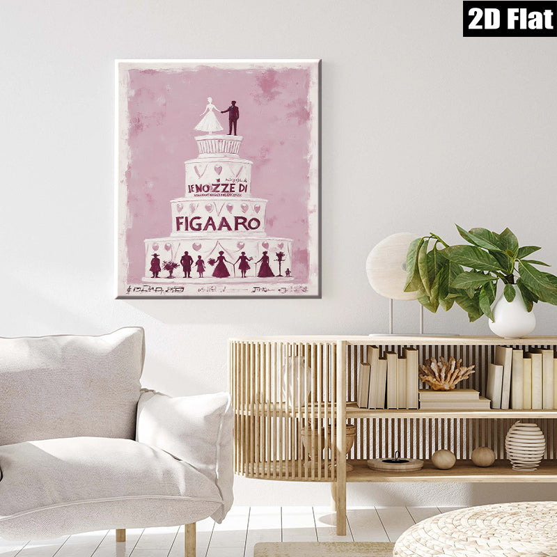 2D flat 1pc Wedding Celebration Guests Dancing Romantic Wall Art Decor Living Room Bedroom Gallery Wrapped Canvas Print Modern Farmhouse Style