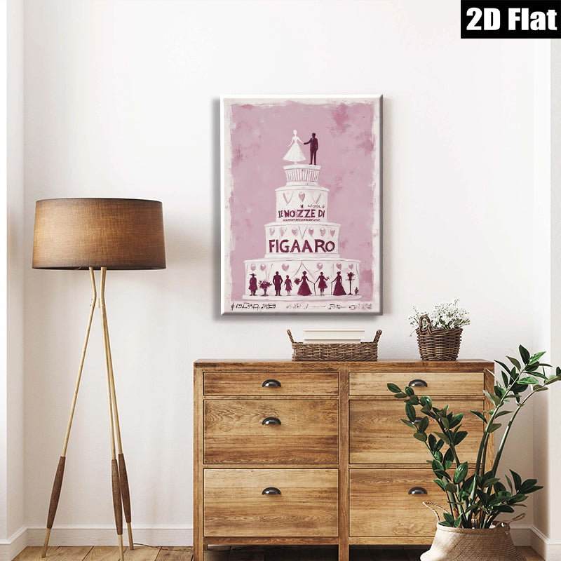 2D flat 1pc Wedding Celebration Guests Dancing Romantic Wall Art Decor Living Room Bedroom Gallery Wrapped Canvas Print Modern Farmhouse Style