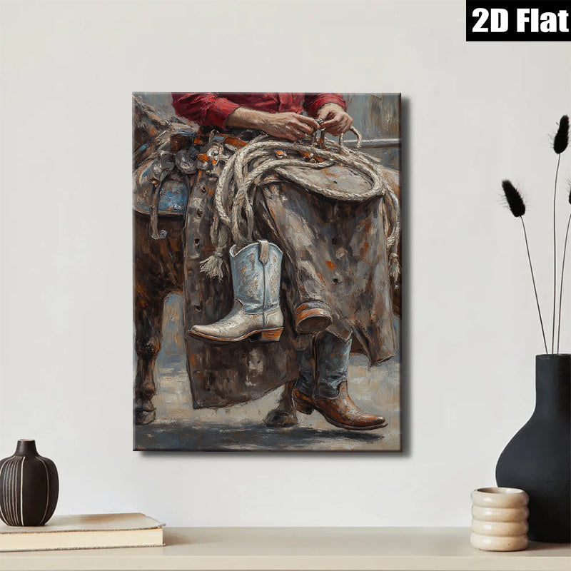 2D flat 1pc Western Cowboy Boots Ranch Life Farmhouse Wall Decor Rustic Home Living Room Bedroom Art