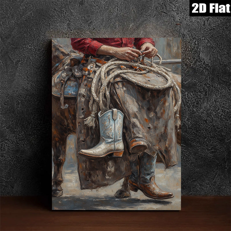 2D flat 1pc Western Cowboy Boots Ranch Life Farmhouse Wall Decor Rustic Home Living Room Bedroom Art