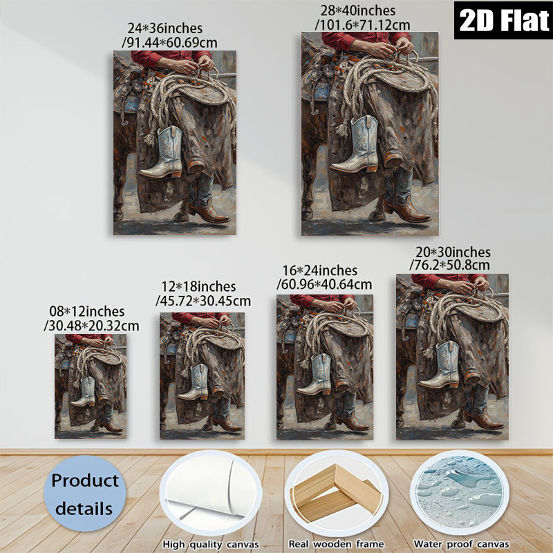 2D flat 1pc Western Cowboy Boots Ranch Life Farmhouse Wall Decor Rustic Home Living Room Bedroom Art