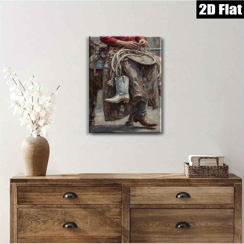 2D flat 1pc Western Cowboy Boots Ranch Life Farmhouse Wall Decor Rustic Home Living Room Bedroom Art
