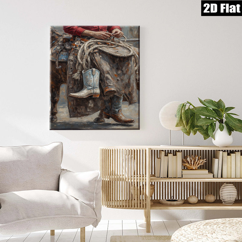 2D flat 1pc Western Cowboy Boots Ranch Life Farmhouse Wall Decor Rustic Home Living Room Bedroom Art