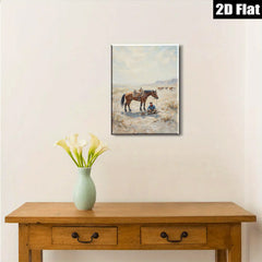 2D flat 1pc Western Cowboy Resting with Horse Desert Landscape Wall Art for Living Room Bedroom Home Decor Farmhouse Style Canvas Prints