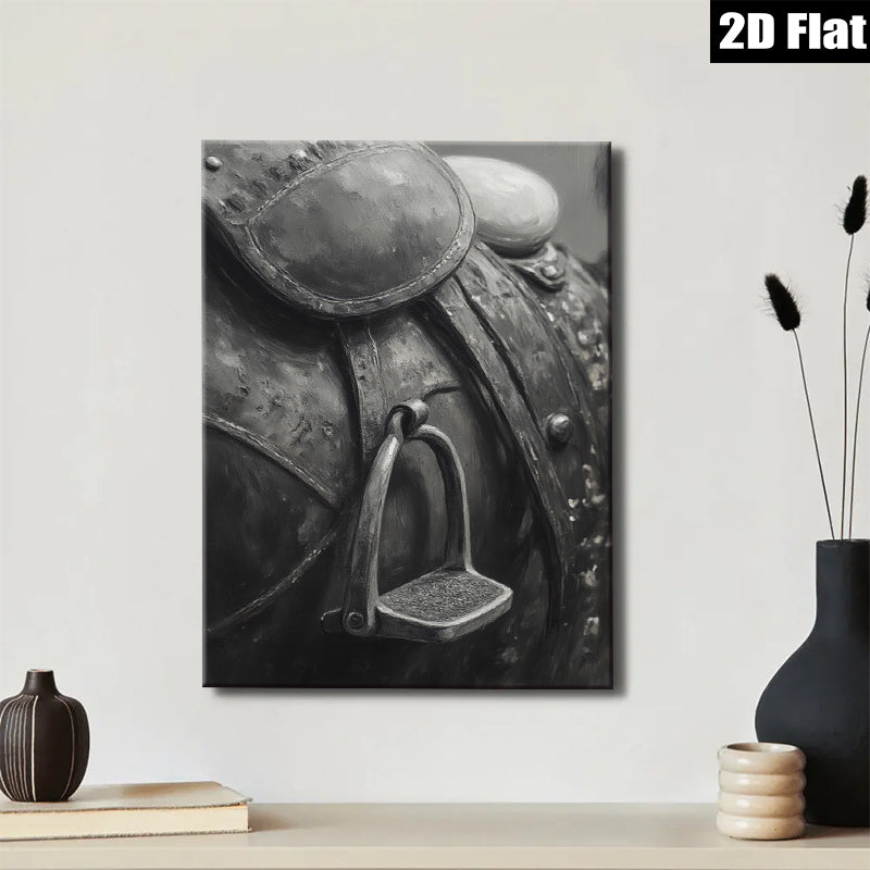 2D flat 1pc Western Horse Tack Saddle Detail Farmhouse Wall Art Rustic Home Decor Living Room Bedroom Gallery Wrapped Canvas Print