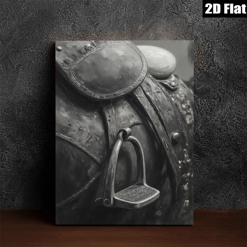 2D flat 1pc Western Horse Tack Saddle Detail Farmhouse Wall Art Rustic Home Decor Living Room Bedroom Gallery Wrapped Canvas Print