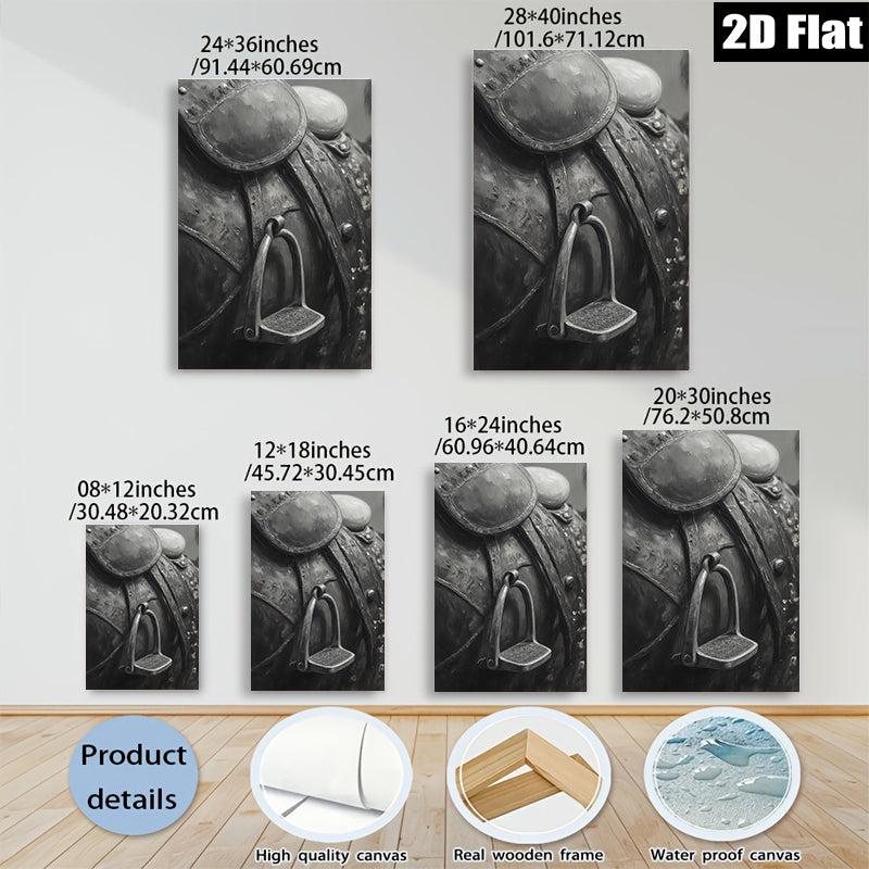 2D flat 1pc Western Horse Tack Saddle Detail Farmhouse Wall Art Rustic Home Decor Living Room Bedroom Gallery Wrapped Canvas Print