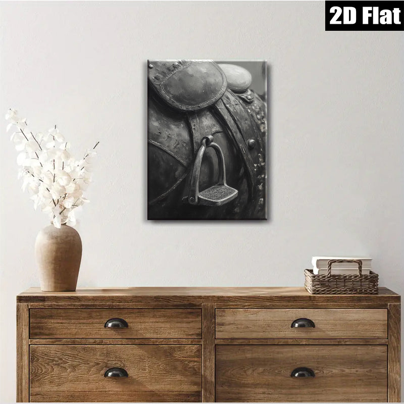 2D flat 1pc Western Horse Tack Saddle Detail Farmhouse Wall Art Rustic Home Decor Living Room Bedroom Gallery Wrapped Canvas Print