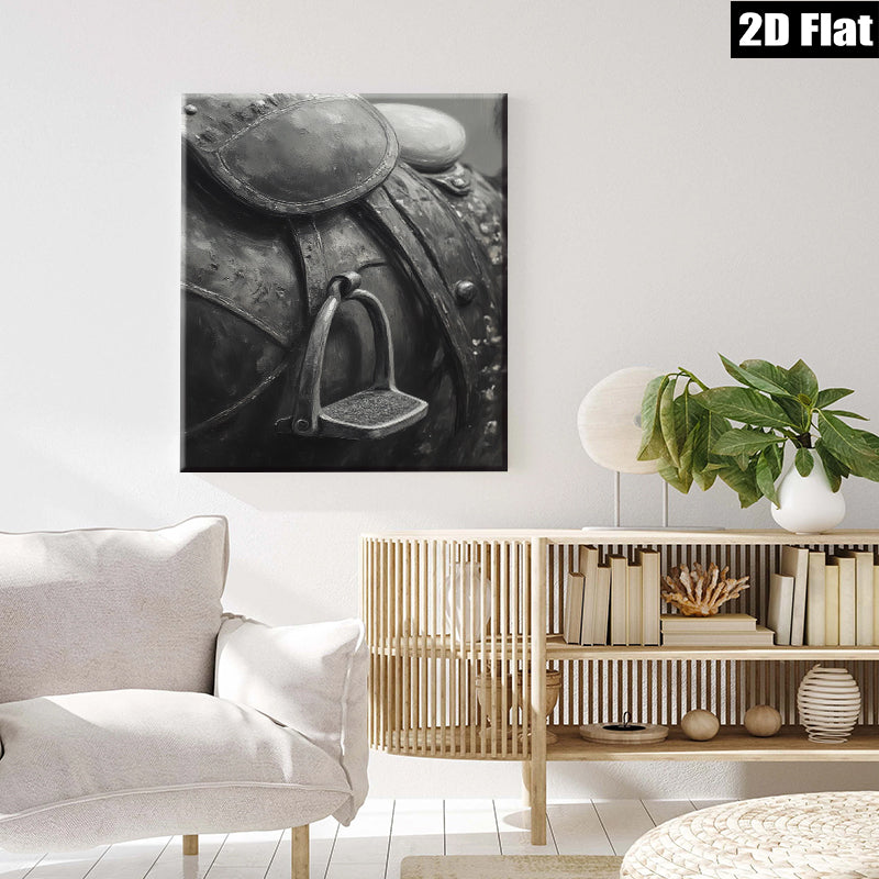 2D flat 1pc Western Horse Tack Saddle Detail Farmhouse Wall Art Rustic Home Decor Living Room Bedroom Gallery Wrapped Canvas Print