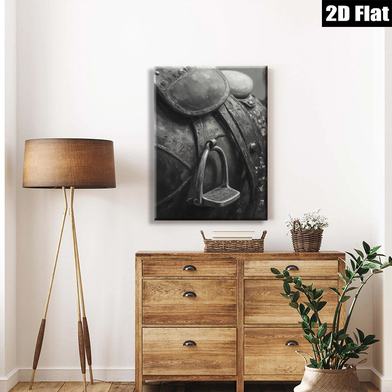 2D flat 1pc Western Horse Tack Saddle Detail Farmhouse Wall Art Rustic Home Decor Living Room Bedroom Gallery Wrapped Canvas Print