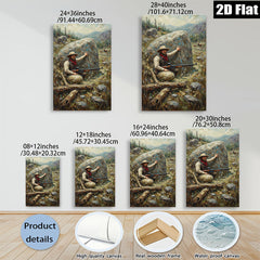 2D flat 1pc Western Hunter Signaling Mountain Landscape Wall Art Decor for Living Room Bedroom Gallery Wrapped Canvas Prints Modern Farmhouse Rustic Home Décor