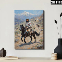 2D flat 1pc Western Plains Indian Horseback Riders Scenic Landscape Wall Art Decor for Living Room Bedroom Office Modern Farmhouse Chic