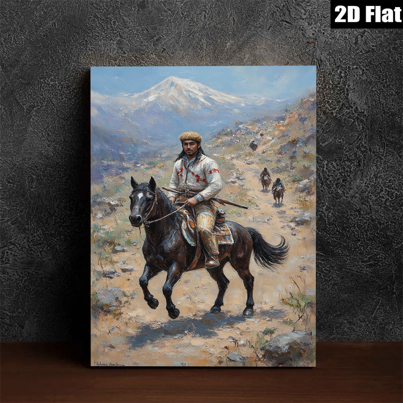2D flat 1pc Western Plains Indian Horseback Riders Scenic Landscape Wall Art Decor for Living Room Bedroom Office Modern Farmhouse Chic