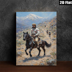 2D flat 1pc Western Plains Indian Horseback Riders Scenic Landscape Wall Art Decor for Living Room Bedroom Office Modern Farmhouse Chic