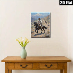 2D flat 1pc Western Plains Indian Horseback Riders Scenic Landscape Wall Art Decor for Living Room Bedroom Office Modern Farmhouse Chic