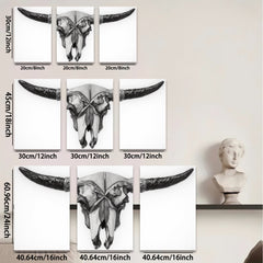 2D flat 1pc Western Skull Artwork Rustic Farmhouse Wall Decor Living Room Bedroom Gallery Wrapped Canvas Prints Modern Minimalist Home Decorations